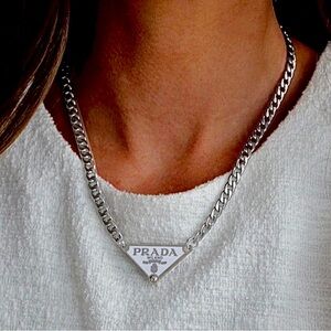 Prada triangle emblem repurposed necklace chain